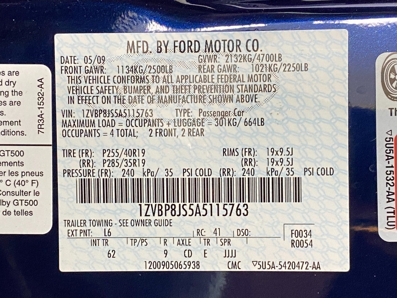 2010 Ford Mustang 2dr Cpe Shelby GT500