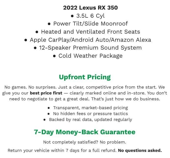 2022 Lexus RX RX 350 AWD