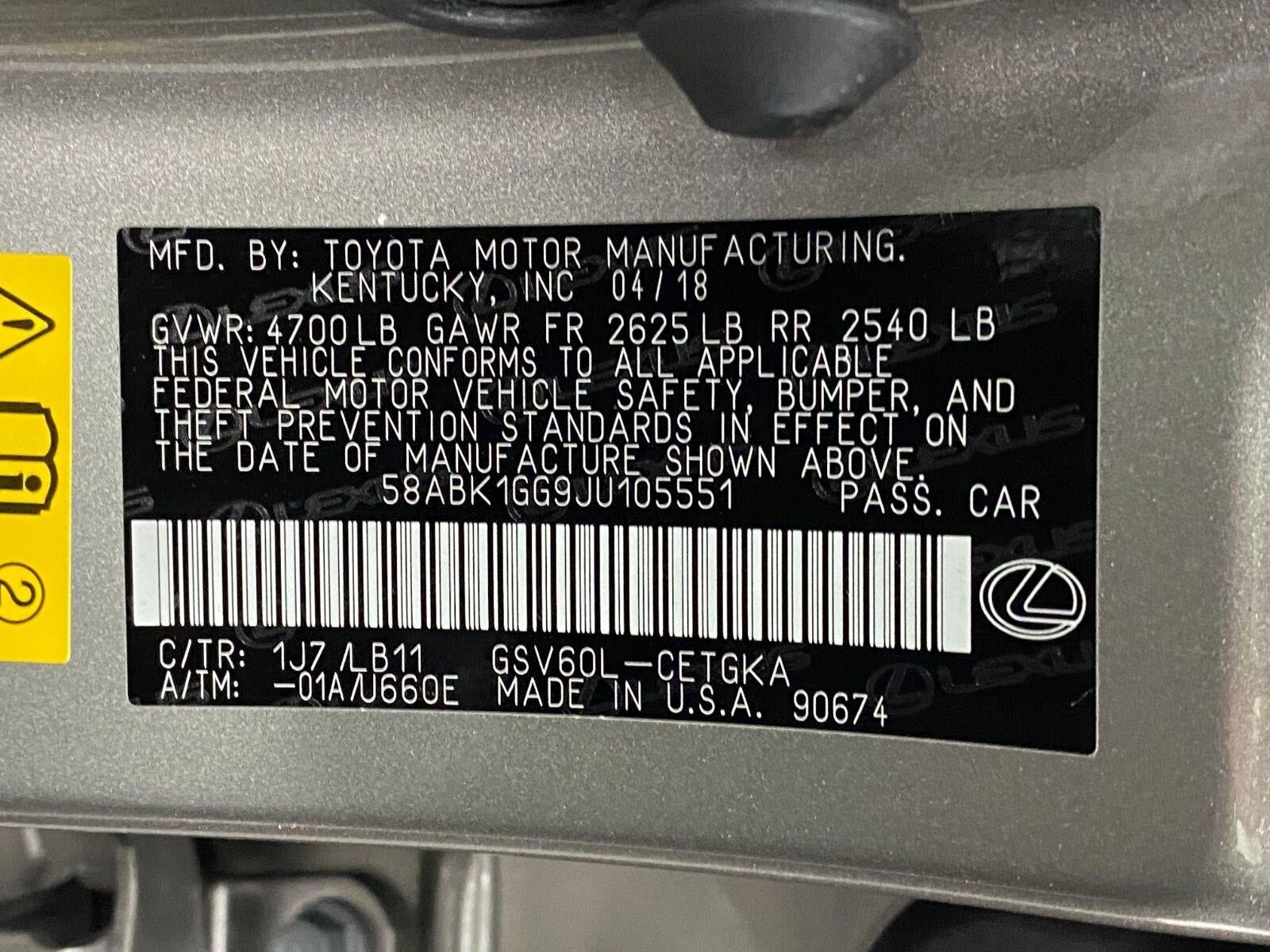2018 Lexus ES ES 350 FWD