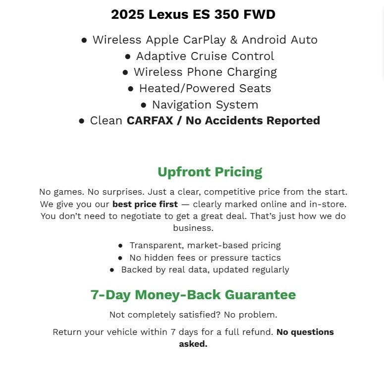 2025 Lexus ES ES 350 FWD